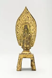 Copper Alloy Collection: Guanyin (Avalokiteshvara) Standing before Flaming Aureole and Holding a Water
