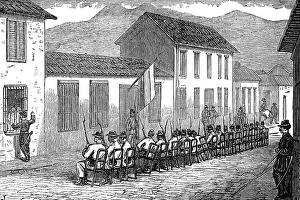 Venezuela Prints: Guard of honour before the President's private house at Caracas