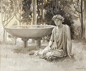Nymph Gallery: The Guarded Nymph Near-Smiling on the Green, 1885. Creator: Will H. Low