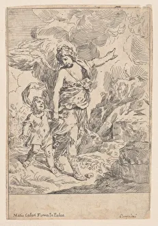 A guardian angel walking hand in hand with a young child, 1640-60 A guardian angel walking hand in hand with a young child, 1640-60