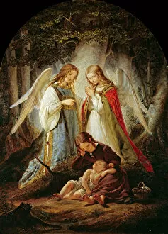 Angel Of God Collection: The guardian angels, 1836. Creator: Huebner, Julius (1806-1882)