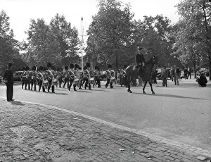 Instrument Prints: Guards band on the march, London, c1955