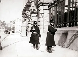 Sentry Prints: Guards patrolling, Brussels, 1898. Artist: James Batkin