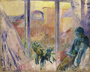 Windows Prints: Gudrun and Agnes at the Window, 1918. Creator: Thorvald Erichsen