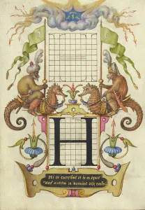 Seahorse Prints: Guide for Constructing the Letter H; Mira calligraphiae monumenta