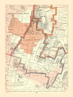 Parish Prints: Guildhall City of London. Plan of Wards and Parishes, 1885, (1886)