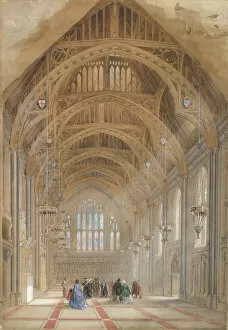 Beams Gallery: Guildhall, London: The Great Hall, Facing East, ca. 1864. Creator: Horace Jones