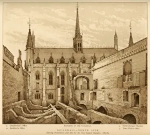 Council Chamber Prints: Guildhall North Side, City of London, 1882-1883 (1886)