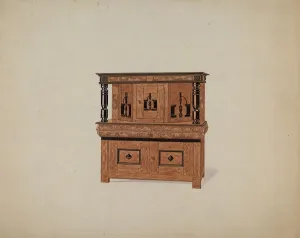 Martin Partyka Prints: Guilford Press Cupboard, c. 1936. Creator: Martin Partyka