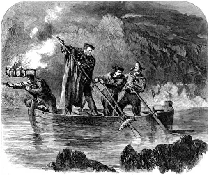 Guiseppe Garibaldi spearing fish at night off Caprera, 1860-61