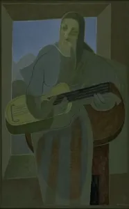 Gris Juan Prints: The Guitar Player, 1926. Creator: Juan Gris
