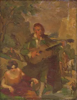 Milan Thomka Mitrovsk Prints: Guitarist, 1910-1930. Creator: Milan Thomka Mitrovsky