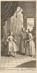 Gerard Gallery: Gulliver Presented to the Queen of Babilary, Frontispiece to 'The Travels of Mr