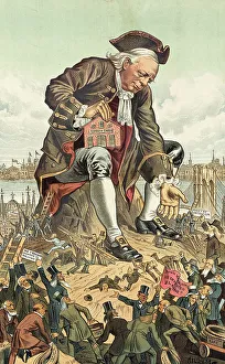 Bernhard Gillam Prints: Gulliver und die Partei-Liliputaner.... Cartoon from Puck, 1885. Creator: Bernhard Gillam