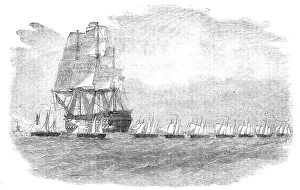 Gunboat Prints: The Gun-Boat Flotilla off Portland - sketched by Lieutenant Montagu O'Reilly