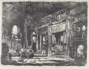 Munitions Industry Gallery: The Gun Forge, 1916. Creator: Joseph Pennell