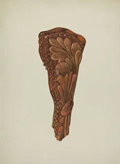 Leatherwork Prints: Gun Holster, c. 1936. Creator: Dana Bartlett