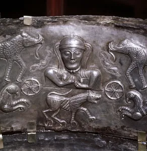 Gundestrup Cauldron, Celtic Goddess with elephants, Danish, c100 BC Gundestrup Cauldron, Celtic Goddess with elephants, Danish, c100 BC