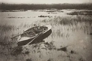 Marsh Prints: Gunner Working Up to Fowl, 1886. Creator: Peter Henry Emerson