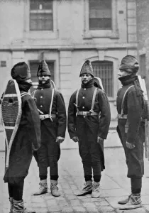 Gunners of A battery of the Royal Canadian Artillery equipped for winter service, 1896. Artist: Gregory & Co