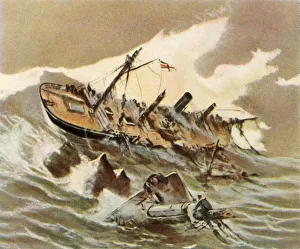 Drowned Prints: The gunship Iltis is wrecked, 1896, (1936). Creator: Unknown