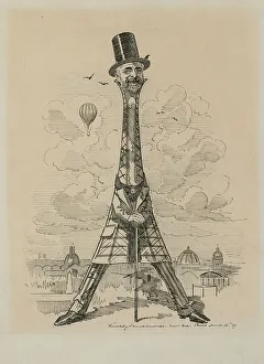 Eiffel Tower Prints: Gustav Eiffel in the form of the Eiffel Tower