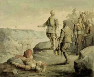 Gustav Adolf Prints: Gustav II Adolf talking to his officers, 1895. Creator: Albert Edelfelt