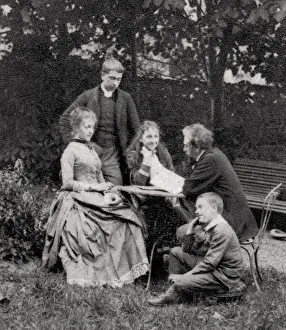 Eiffel Tower Prints: Gustave Eiffel, French engineer, with his family, 1882