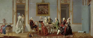 Per Hillestrom Prints: Gustavian Style Interior with Cardplayers, 1779. Creator: Per Hillestrom