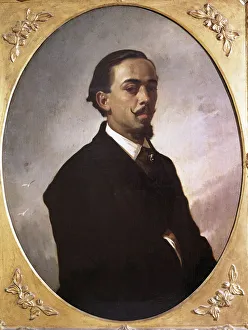 Gustavo Adolfo Becquer, Spanish poet (Seville, 1836-1870), oil painting of Valeriano