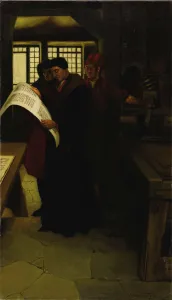 Gutenberg Prints: Gutenberg at the Press, 1902. Creator: Pyle, Howard (1853-1911)