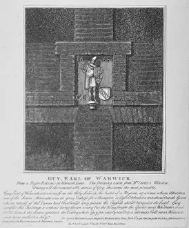 Guy, Earl of Warwick, relief in Warwick Lane at the corner of Newgate Street, City of London, 1791