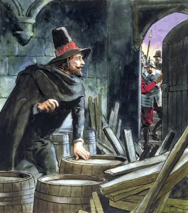 Opening Prints: Guy Fawkes, caught in the act of preparing the Gunpowder Plot, 1605 (c1900). Artist