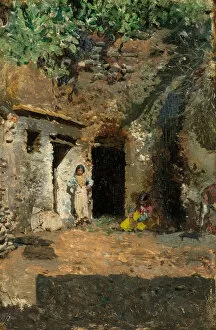 Andalusian Gallery: Gypsy Caves, Granada, c. 1871. Creator: Mariano Jose Maria Bernardo Fortuny y Carbo