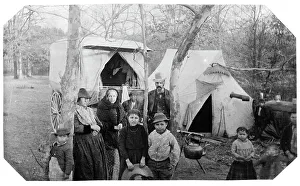 Nomadic Prints: Gypsy encampment Glenwood Road, 1888. Creator: Frances Benjamin Johnston