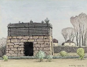 Stone Wall Prints: Gysinge mulch log cabin, 1923-1938. Creator: Ferdinand Boberg