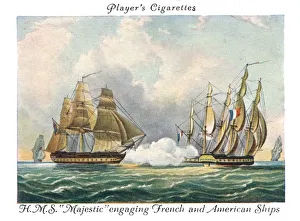 John And Sons Prints: H. M.s Majestic engaging French and American Ships, 1936. Creator: Unknown