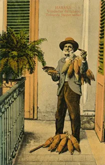 Spanish Text Prints: Habana. Vendedor de tabaco. Tobacco Street seller, c1910s