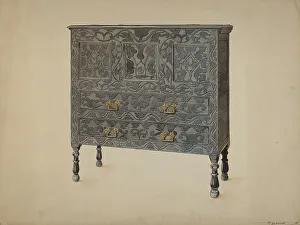 Woodcarving Prints: Hadley Chest (Hartford type), 1937. Creator: Harold Merriam