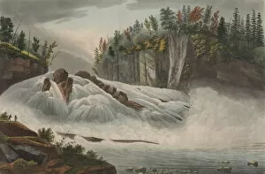 Aquatint Printed In Color With Hand Coloring Gallery: Hadleys Falls (No. 5 of The Hudson River Portfolio), 1821-22