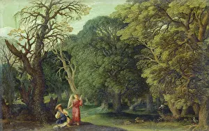 Book Of Genesis Prints: Hagar and the Angel in the Desert, 1615-1625. Creator: Johann Konig