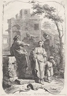 Giuseppe Prints: Hagar Sent into the Wildnerness, 1758. Creator: Francesco Bartolozzi