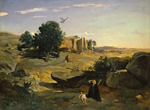 Wilderness Prints: Hagar in the Wilderness, 1835. Creator: Jean-Baptiste-Camille Corot