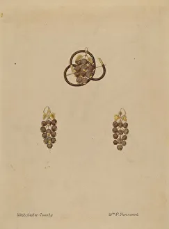 William P Prints: Hair Brooch and Earrings, 1935 / 1942. Creator: William P. Shearwood