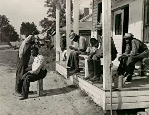 Mississippi United States Of America Gallery: Haircutting in Front of General Store and Post Office on Marcella Plantation, Mileston, M