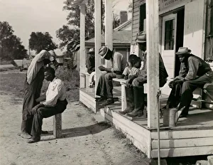 Clipper Prints: Haircutting in Front of General Store and Post Office on Marcella Plantation, Mileston, M