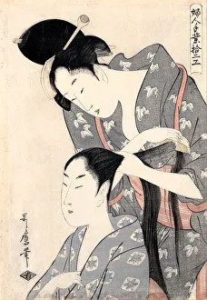 Hairdresser Prints: Hairdresser (Kamiyui), c. 1798. Artist: Utamaro, Kitagawa (1753-1806)