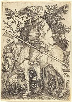 On Horseback Prints: Halberdier on Horseback, 1520s. Creator: Barthel Beham