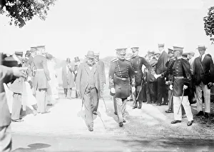 Haldane leaving reviewing grounds, West Point - Gen. C.P. Townsley, Capt. E.R. Householder... 1913. Creator: Bain News Service
