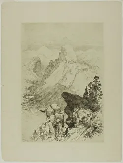 Etchings Prints: Half-Dome, View from Moran Point, 1887. Creator: Thomas Moran